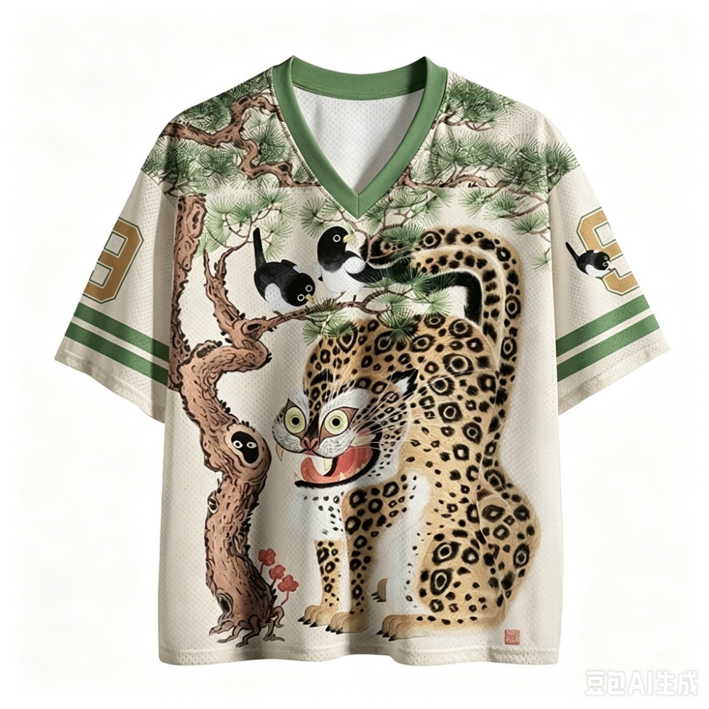Japanese Summer Clothing Men - Japanese Leopard Pine Tree Bird 3D