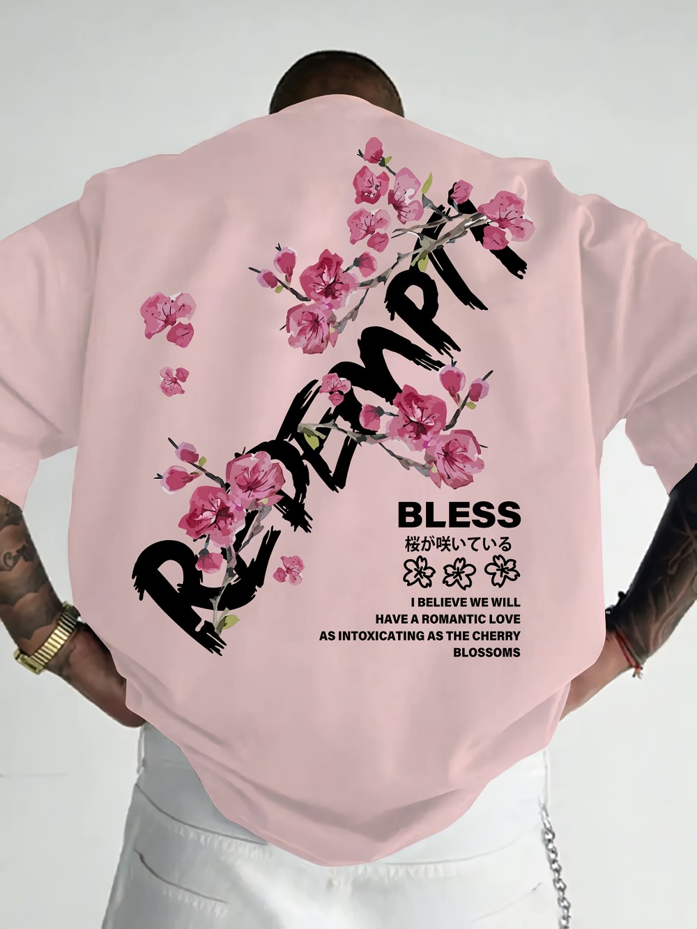 Japanese Graffiti Letter Cherr - Japanese Summer Clothing Men ulasan dan harga