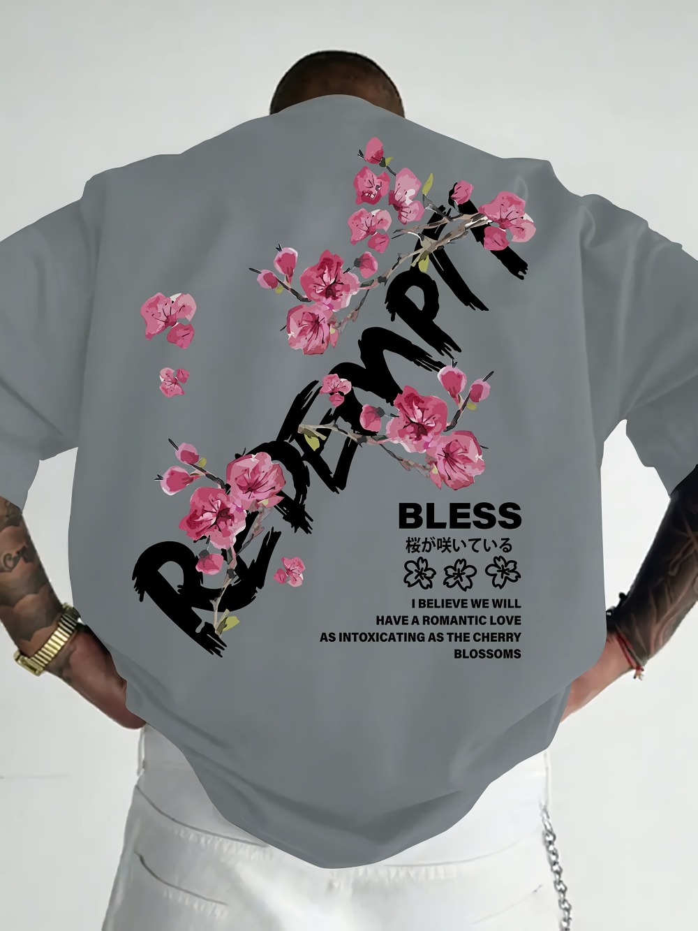 Japanese Graffiti Letter Cherr - Japanese Summer Clothing Men ulasan dan harga