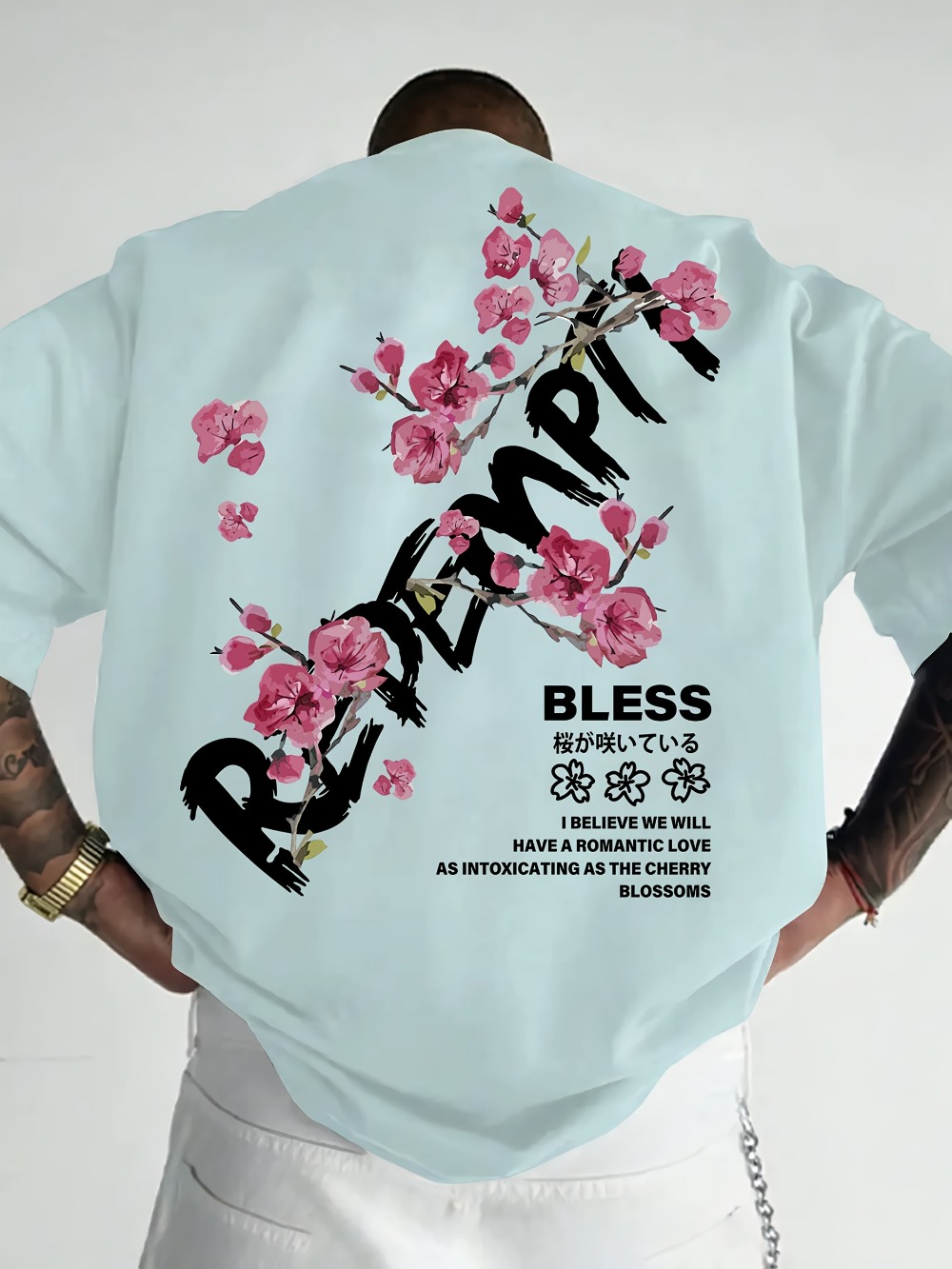 Japanese Graffiti Letter Cherr - Japanese Summer Clothing Men ulasan dan harga