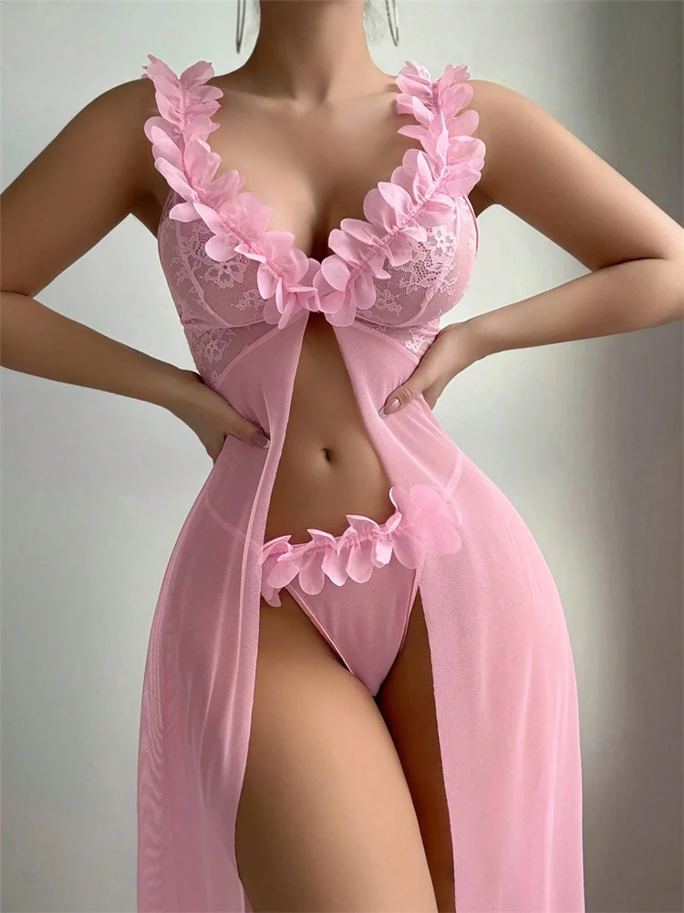 Pink Floral Lace See Through N - Summer Clothing Petite ulasan dan harga
