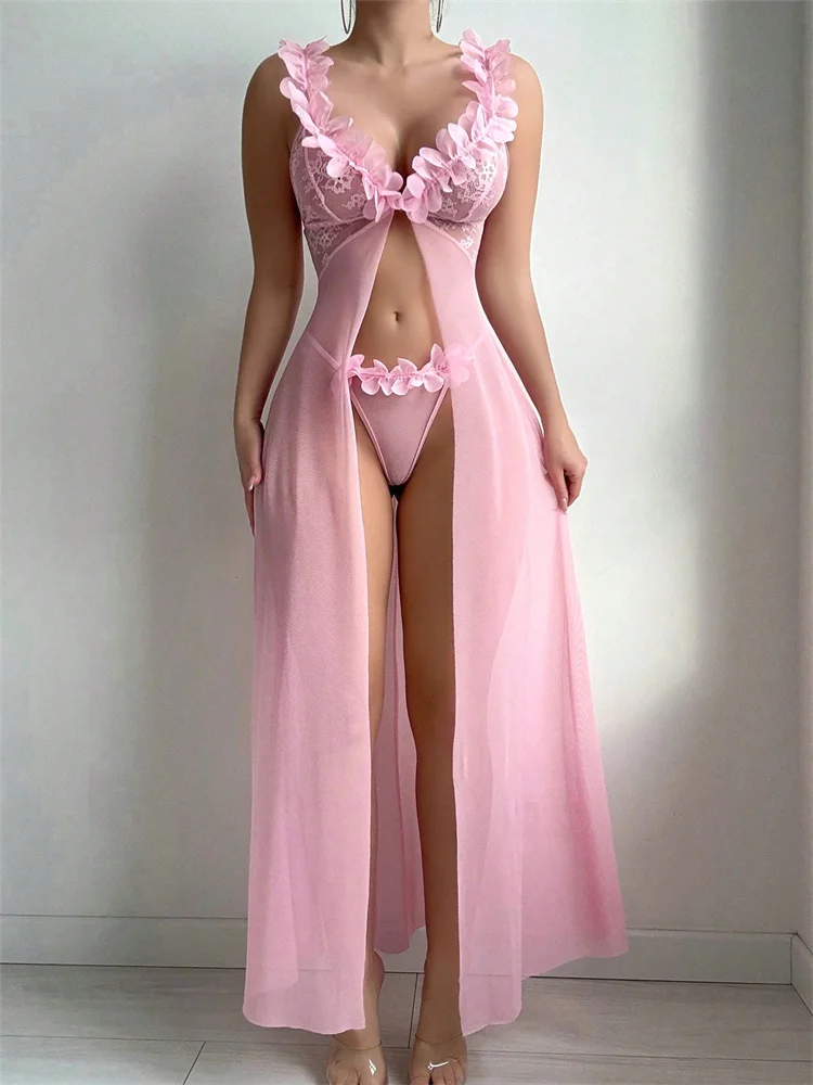 Pink Floral Lace See Through N - Summer Clothing Petite ulasan dan harga
