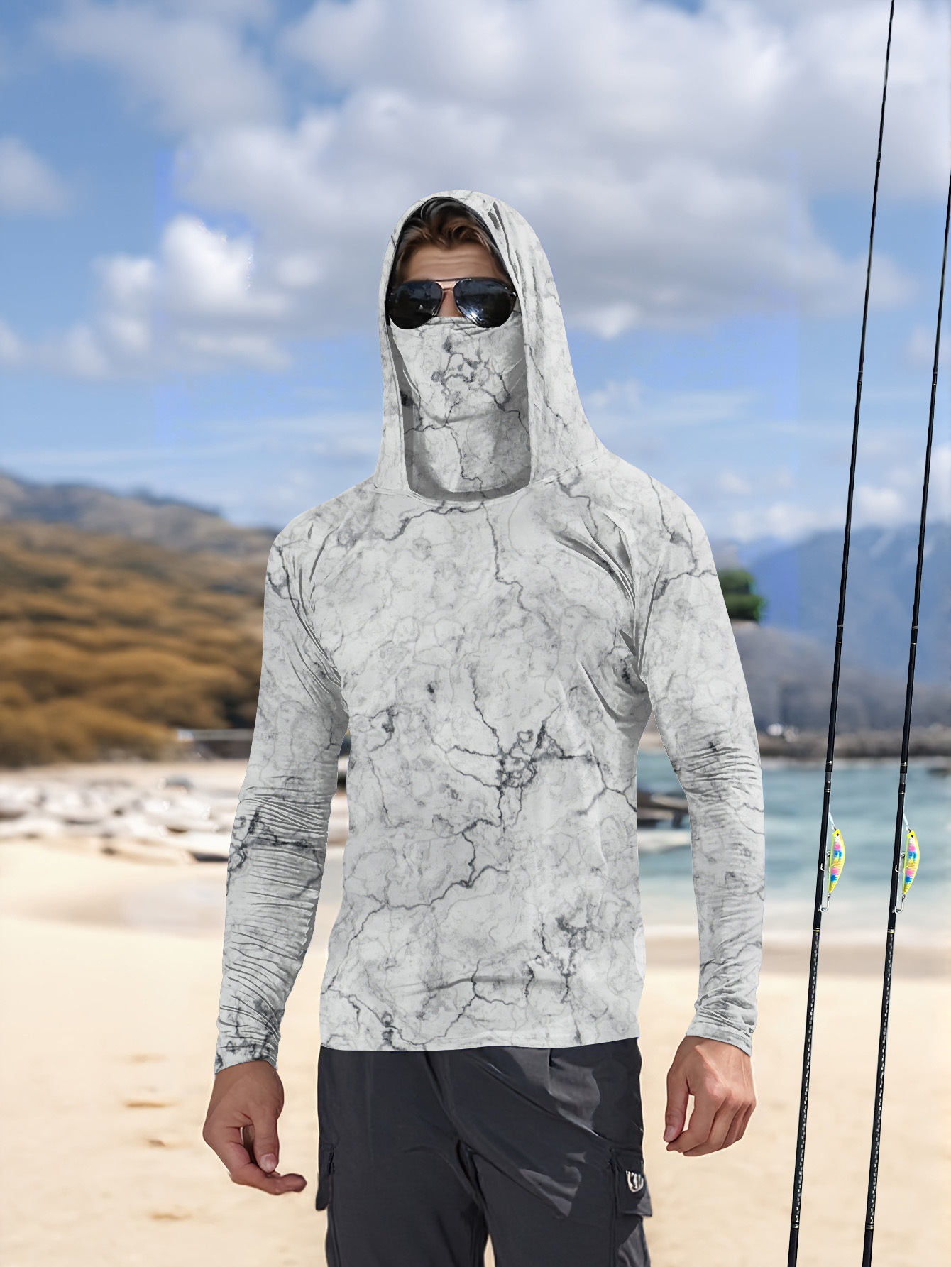 Men Hood Fishing Shirt long sl - Summer Clothing Tops ulasan dan harga