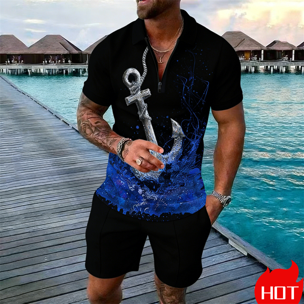 Summer man polo shirt set Vint - Summer Vacation Clothing Men ulasan dan harga