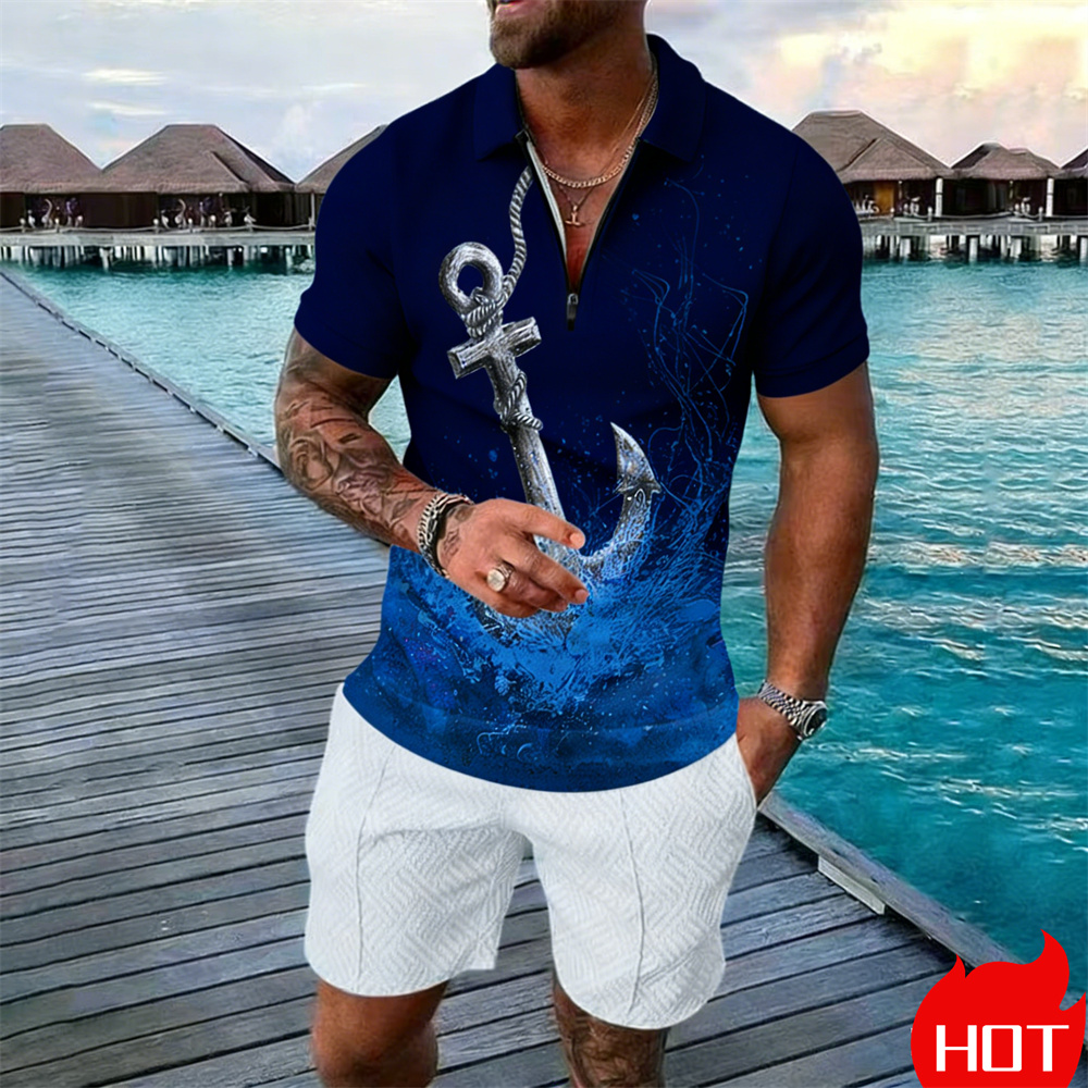 Summer man polo shirt set Vint - Summer Vacation Clothing Men ulasan dan harga